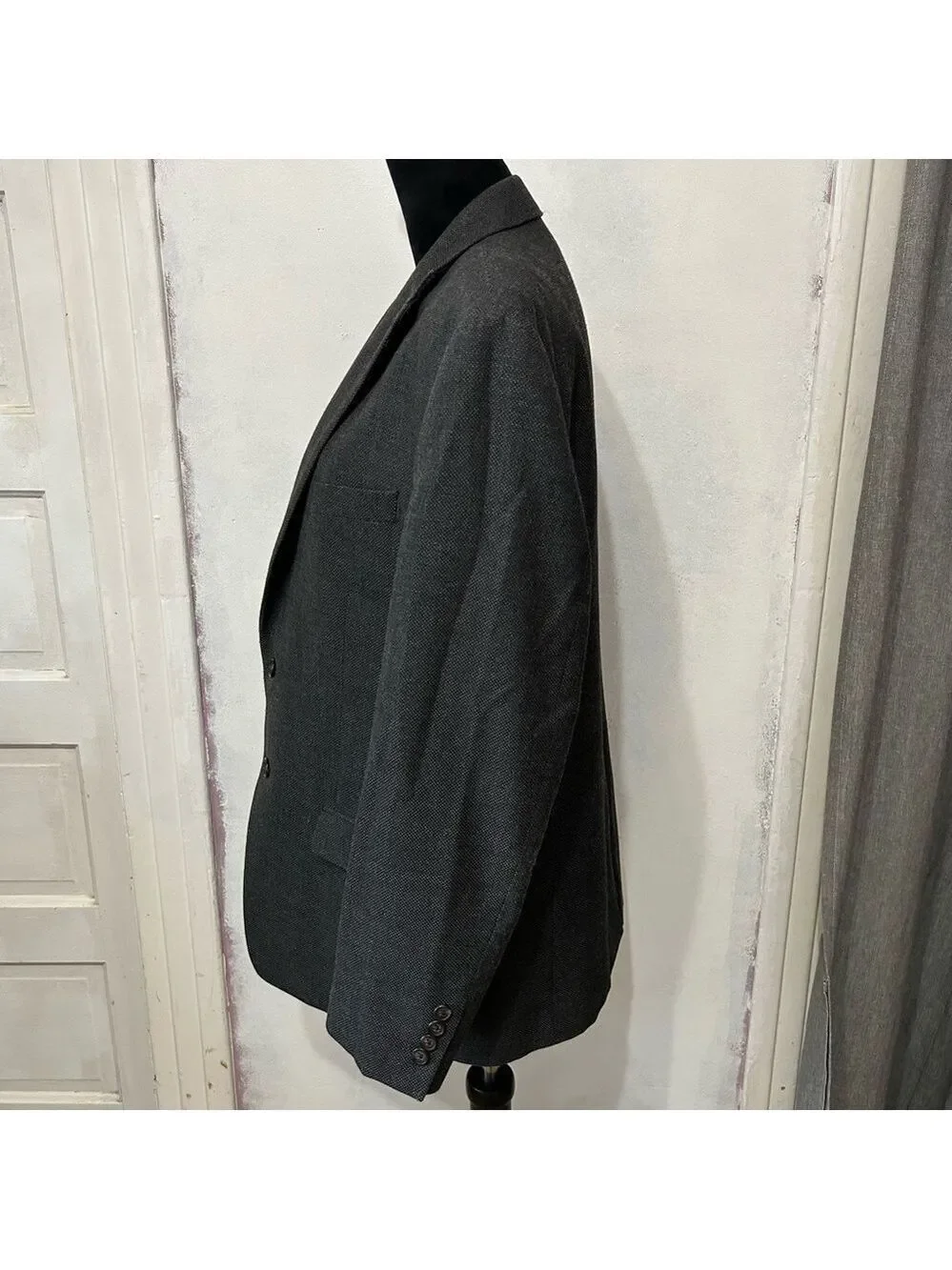 Lauren Ralph Lauren Mens 40L Gray Wool Sports Coat Blazer Jacket Classic